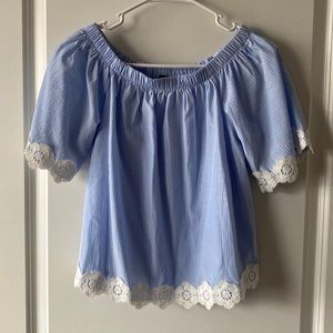 Blue Women Off Shoulder Top
